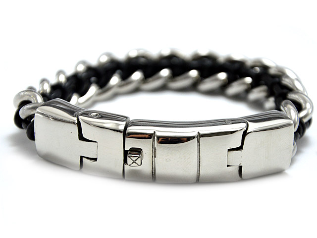 Lederarmband mit Edelstahl "Werner" (23cm)